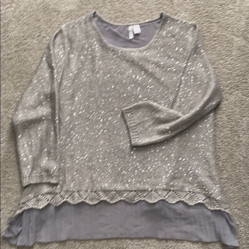 Sweater- gray, long sleeves, sparkly